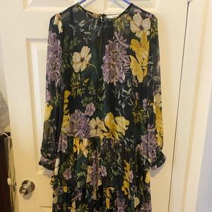 MANGO Tiered L/S Midi Dress